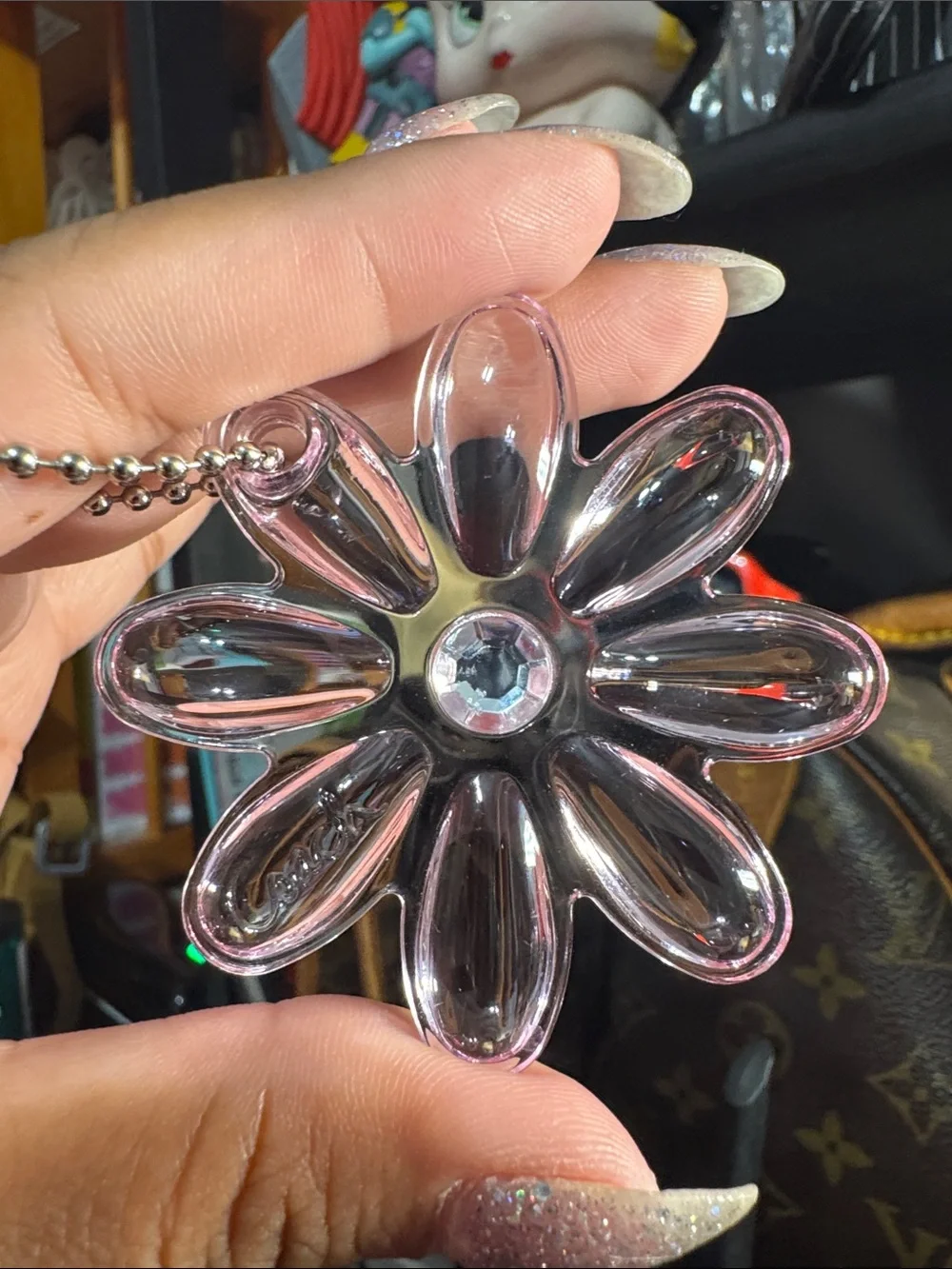 Coach Clear Pink Daisy hangtag